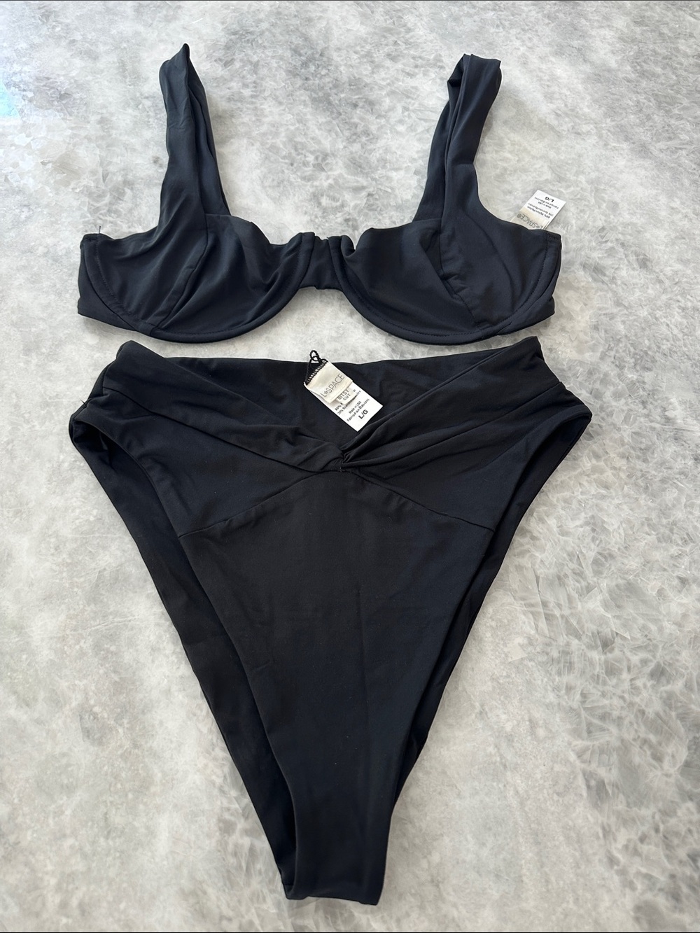 L*Space Bikini Top & Bottom, Black, Size L